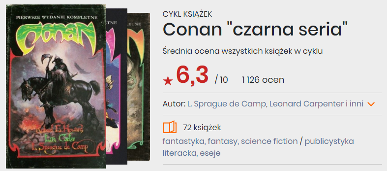 Okładki książek z cyklu Conan