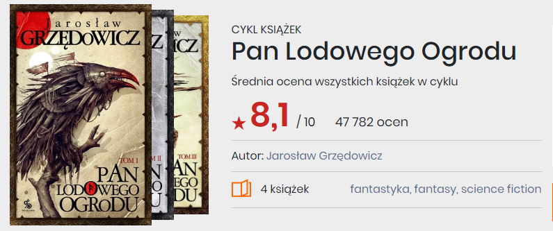 Okładki książek z cyklu Pan Lodowego Ogrodu Jarosław Grzędowicz