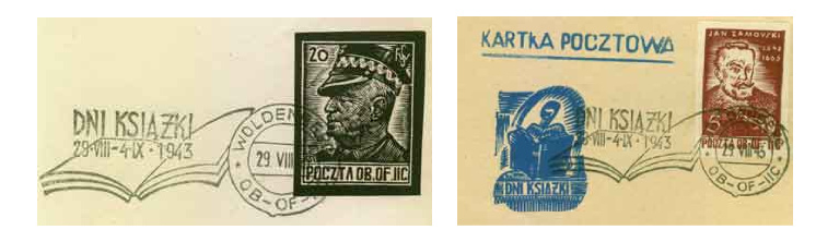 kartki pocztowe wydane z okazji Dni Książki w obozie jenieckim w Woldenbergu