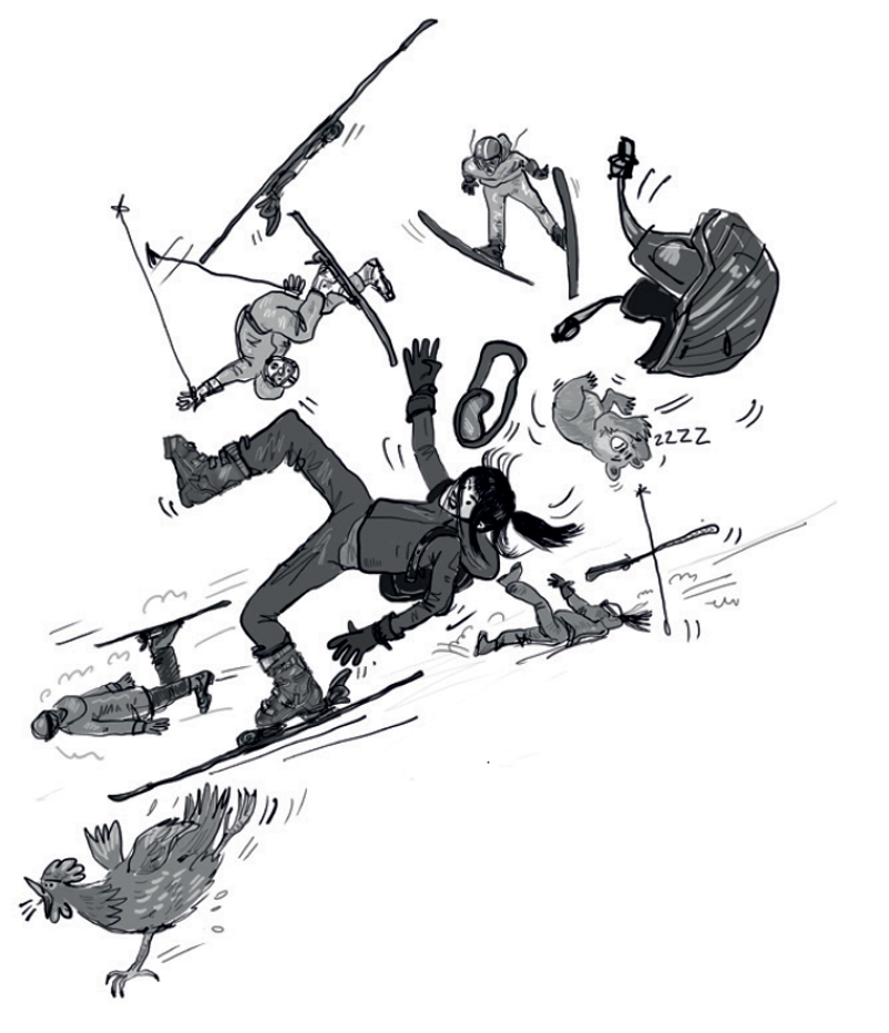 Ilustracje z książki "Szkoła szpiegów na nartach"