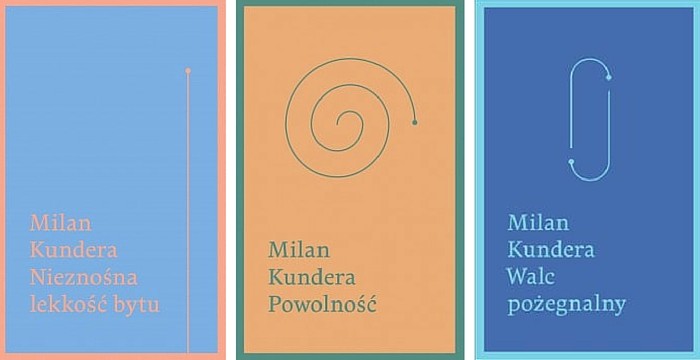 seria książek Milana Kundery, projekt okładek: Przemek Dębowski i Wojciech Kwiecień-Janikowski